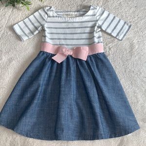 Hope & Henry XXS 2/3 White and Chambray Dress EUC Organic Cotton